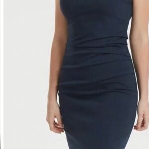 KAFFE Blue Ruched Sheath Cocktail Dress